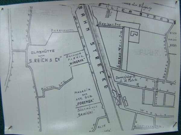 Fragment planu miasta obejmująca hutę, 1916 r.